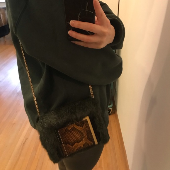 AUTHENTIC Jimmy Choo green fur evening bag - Picture 9 of 9